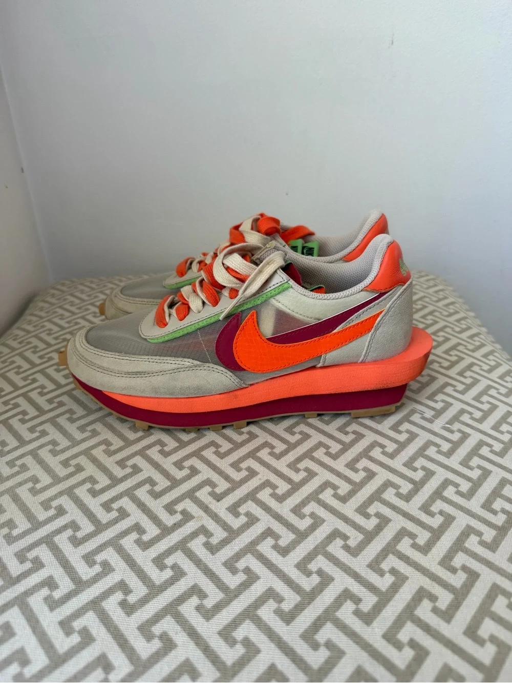 Nike Women's Orange, Beige & Green Layered Running Sneakers